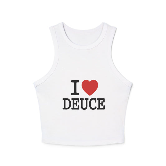 I Love Deuce Women's Micro Rib Racer Tank Top, Cute Summer Tank, Gift for Friends, Casual Wear, Weekend Style