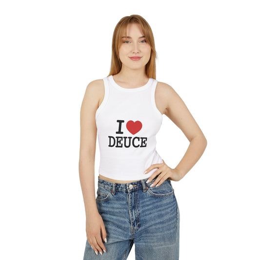 I Love Deuce Women's Micro Rib Racer Tank Top, Cute Summer Tank, Gift for Friends, Casual Wear, Weekend Style